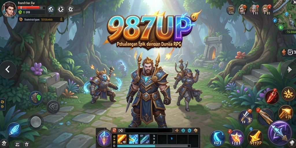Screenshot 987UP menampilkan pertarungan seru di dunia RPG.