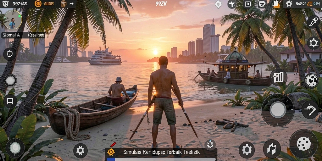 Screenshot utama 99ZK menampilkan grafis gameplay simulasi yang menakjubkan.