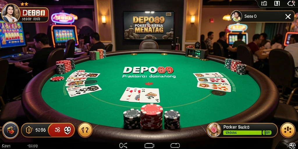 Screenshot permainan DEPO89 dengan tampilan meja poker yang menarik.