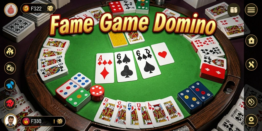 Screenshot gameplay F32 dengan tampilan kartu Domino yang menarik.