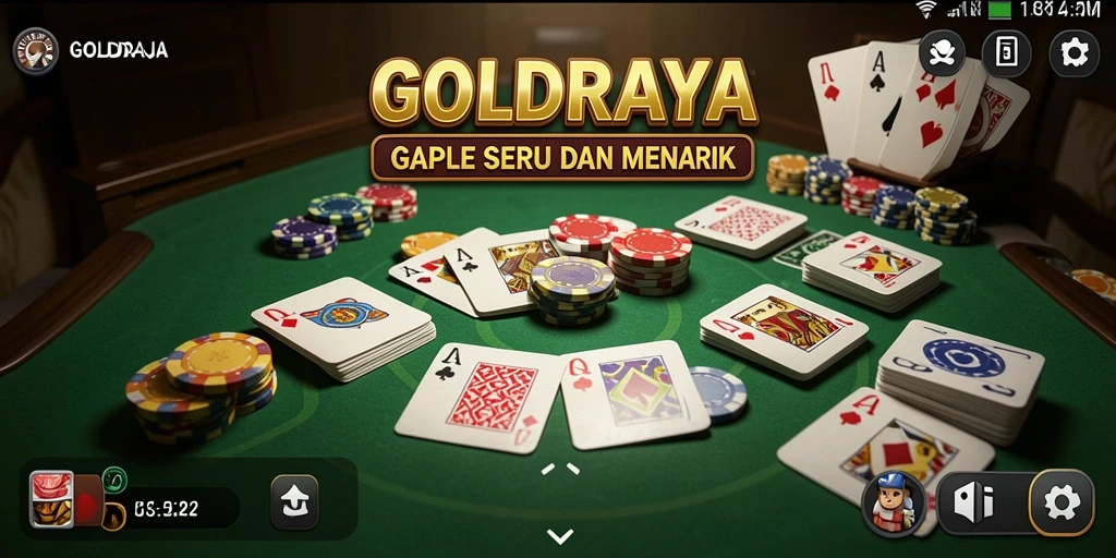 Tampilan gameplay GOLDRAJA yang seru dan interaktif dalam bermain Gaple.