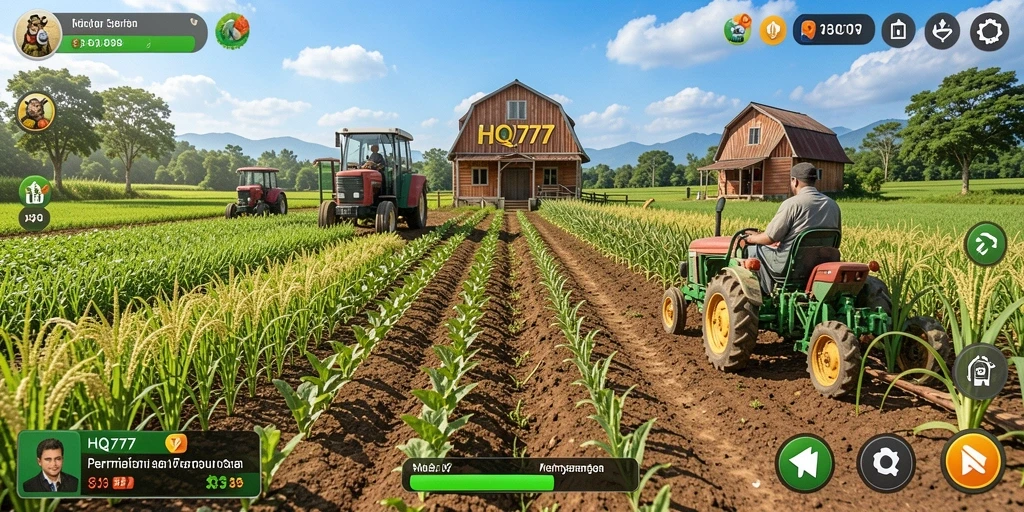 Tampilan gameplay menarik dari HQ777 dengan berbagai tanaman dan hewan.