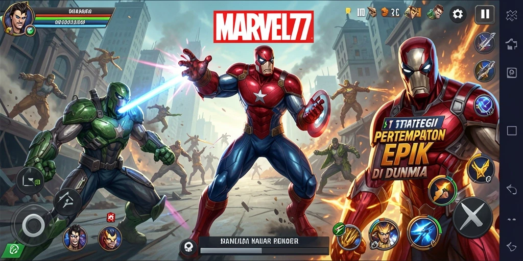 Tangkapan layar gameplay MARVEL77 menampilkan aksi strategi yang mendebarkan.