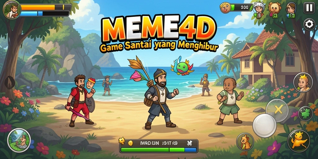 Screenshot gameplay MEME4D yang penuh tawa dan keseruan.