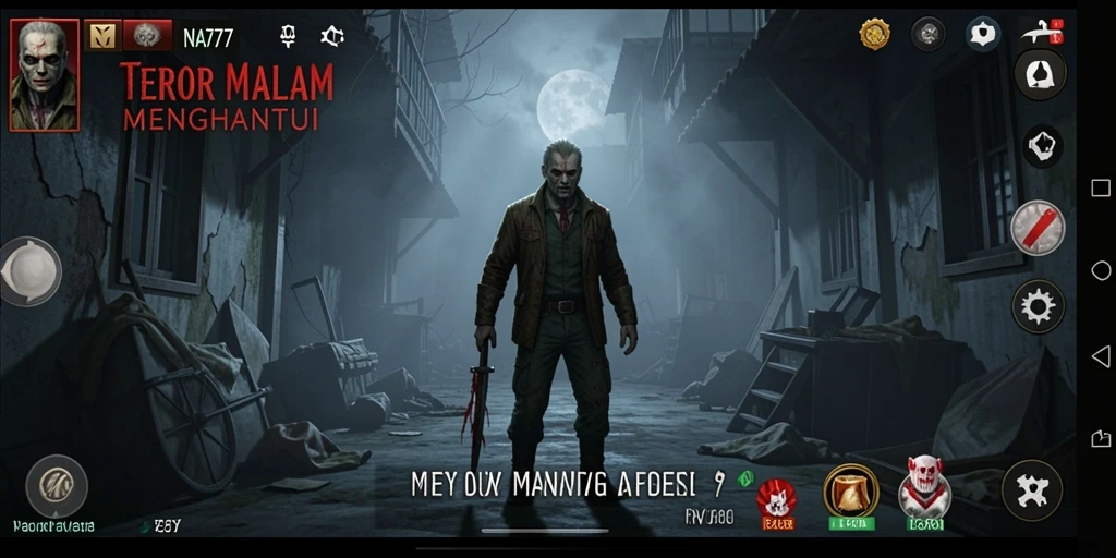 Screenshot gameplay menakutkan di NA777 dengan suasana Horror.