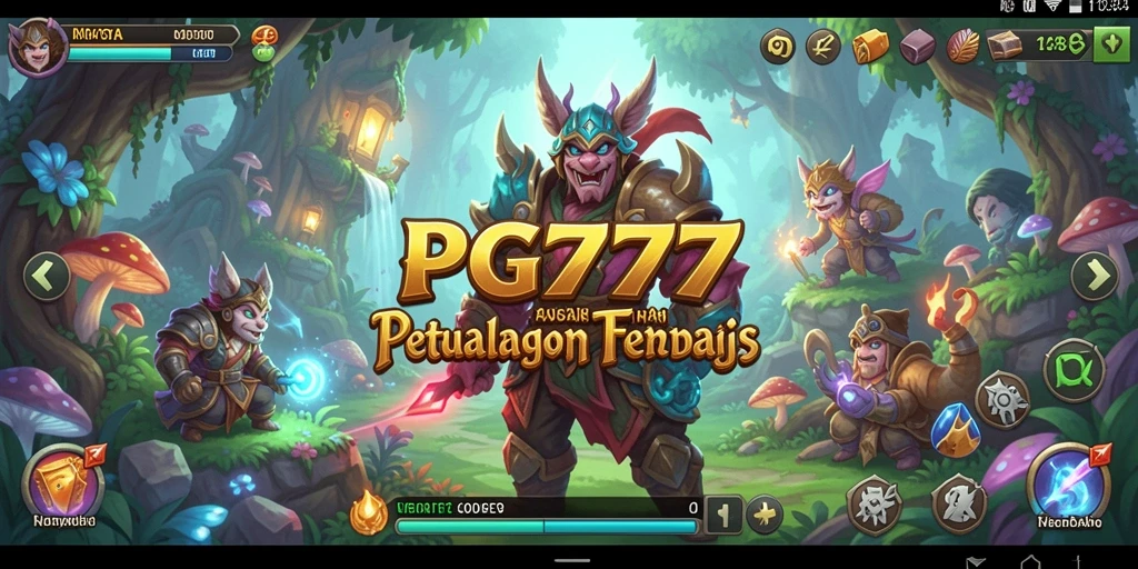 Screenshot PG777 menunjukkan pertempuran seru dengan musuh di dunia fantasi.