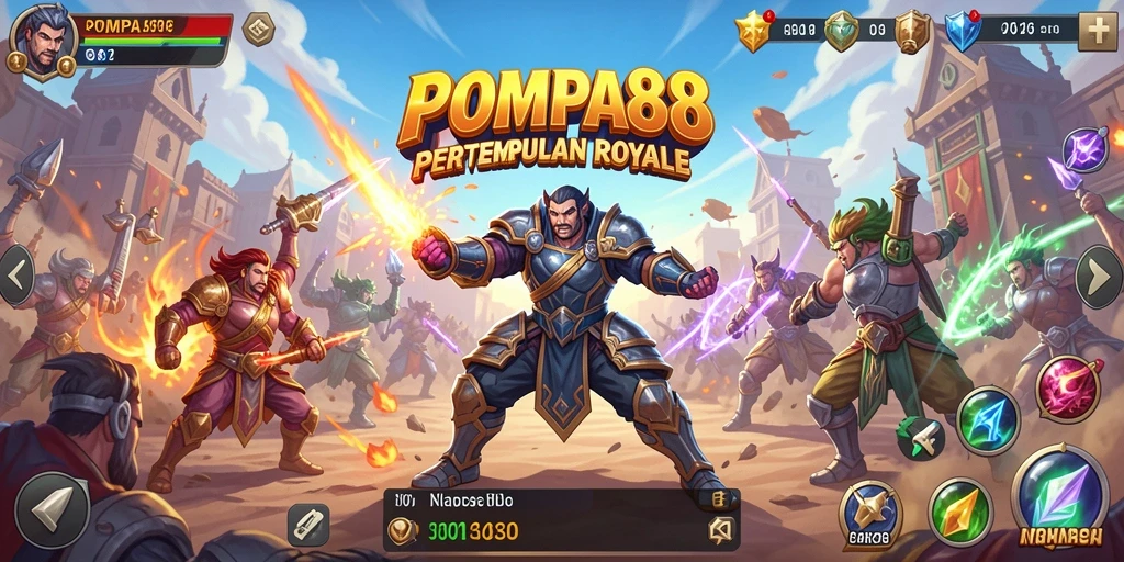 Screenshot gameplay POMPA88 menampilkan aksi pertempuran yang mendebarkan.