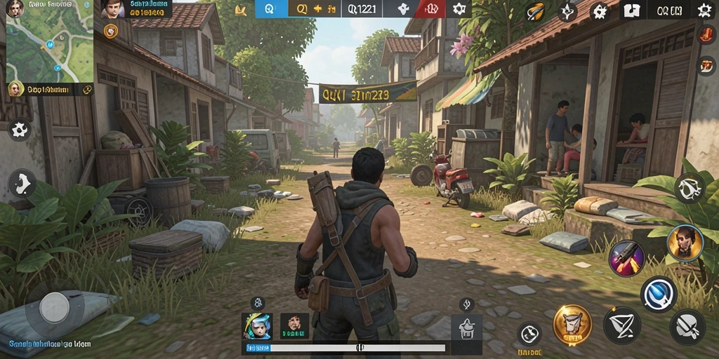 Tangkapan layar gameplay QQ1221 menunjukkan dunia simulasi yang kaya.