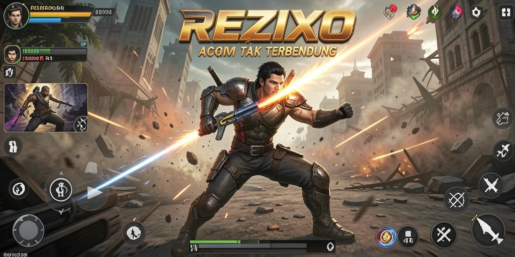 Tangkapan layar gameplay <strong>REZIXO</strong> yang menampilkan aksi seru dan intens.