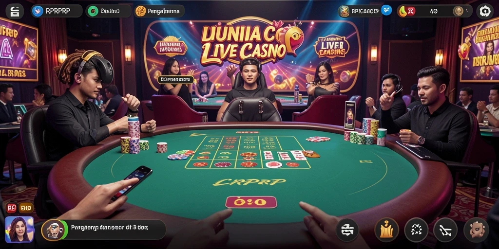 Tampilan gameplay RPRPRP dengan dealer dan interaksi langsung.